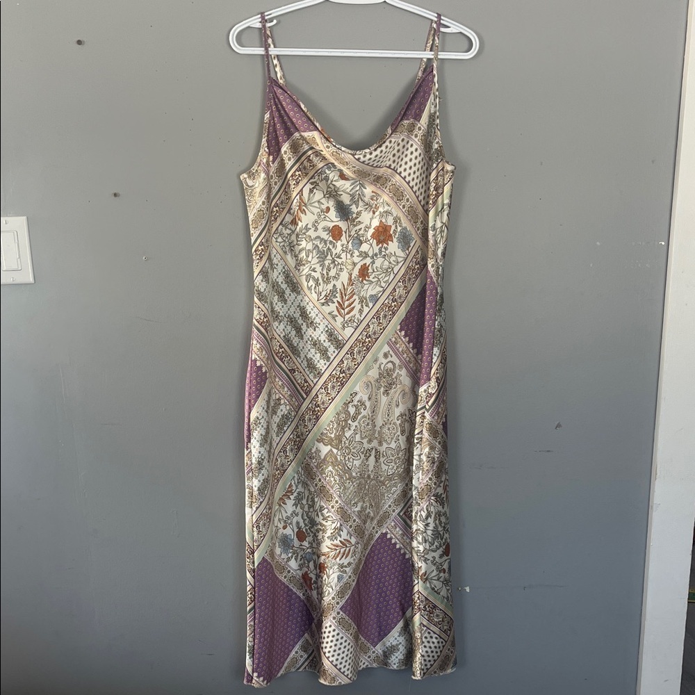 Woman’s Ricki's Purple and Cream Floral Dress Large